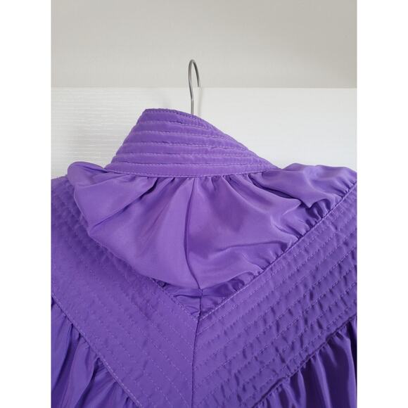 Vintage Marguerite Rubel San Francisco Unique Silky Purple Puffer Jacket, Large - Picture 9 of 12